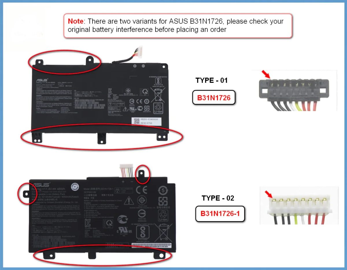ASUS B31N1726 TYPE- 1 & 2 - B31N1726 TYPE-1 & 2 Original  Laptop Notebook Battery - Image 3