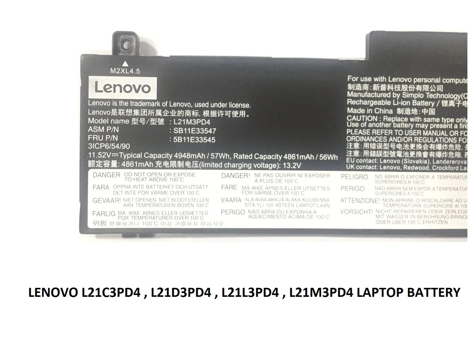 3 LENOVO L21C3PD4 - L21C3PD4 Original  Laptop Notebook Battery - Image 3