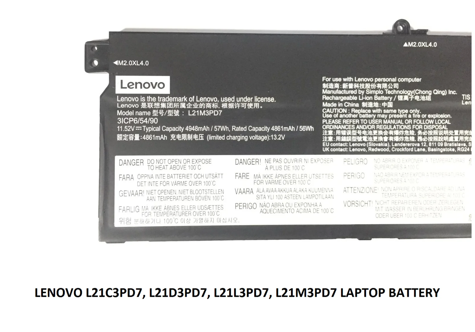 3 LENOVO L21C3PD7 - L21C3PD7 Original  Laptop Notebook Battery - Image 3