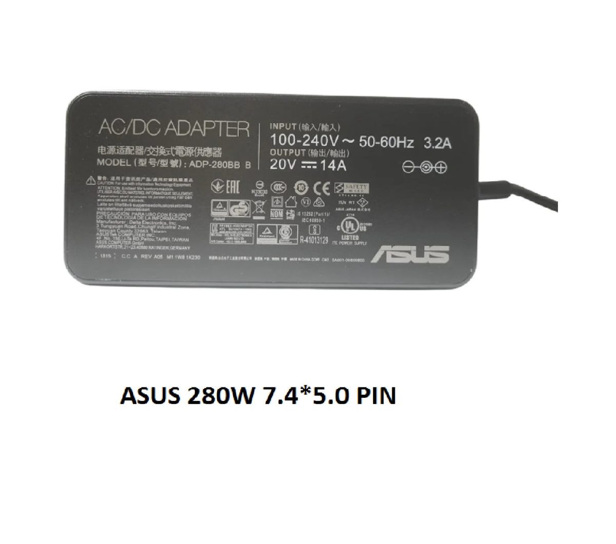 ASUS Laptop Charger 280W 20V 14A Original Adapter (7.4 mm x 5.0 mm) (1 Yr Warranty) (Power Cord Included) Model No : ADP-280EB F - Image 2