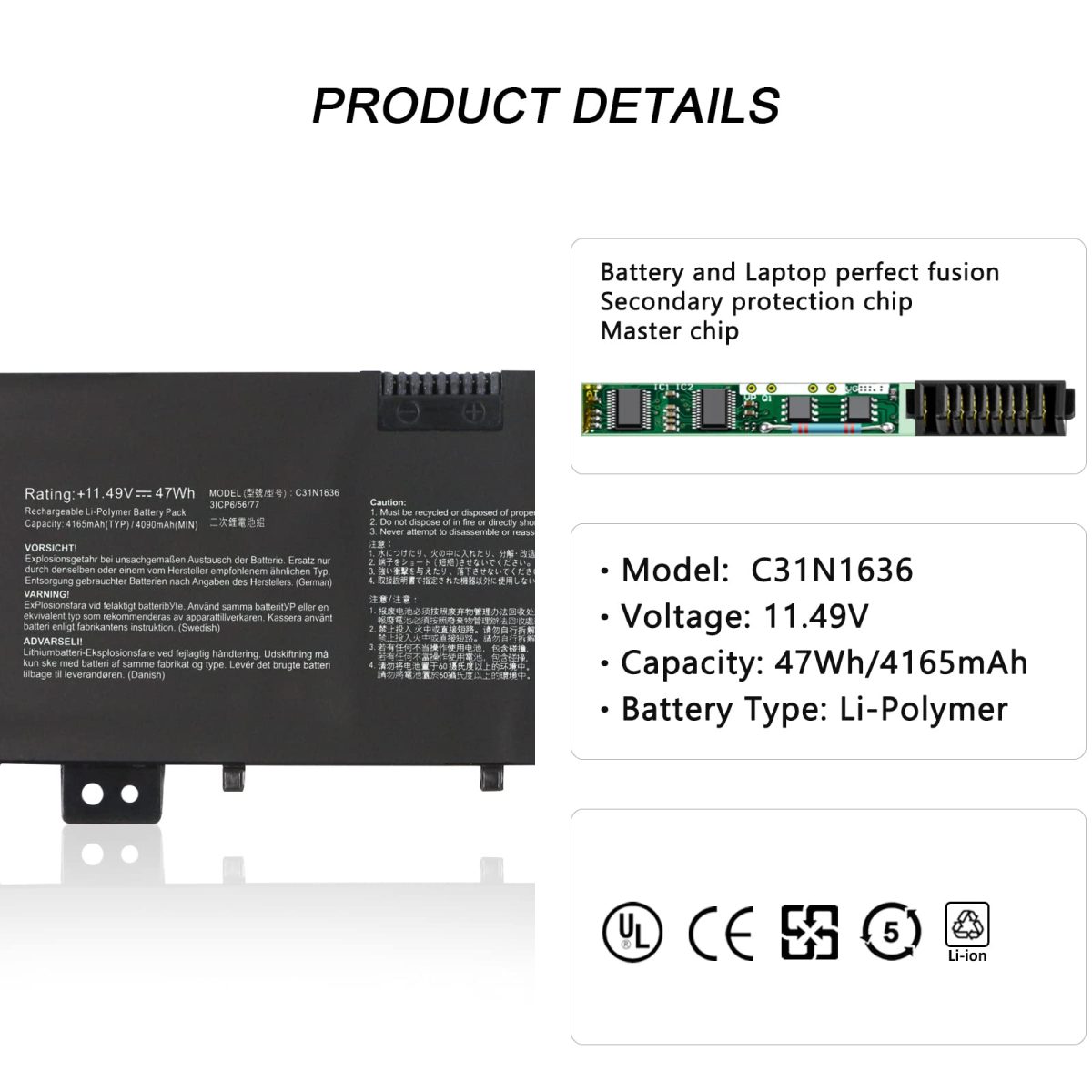 ASUS C31N1636 - C31N1636 Original Laptop Notebook Battery (1 Yr Warranty) - Image 11