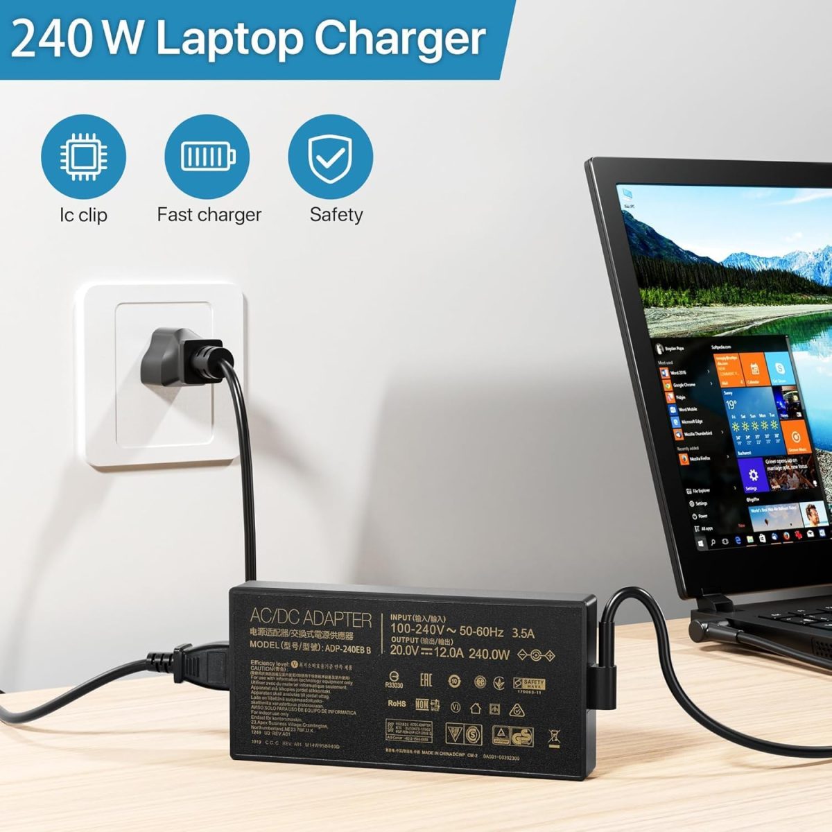 ASUS Laptop Charger 240W 20V 12.0A Original Adapter Model No: 0A001-00970700 (3.7 mm) (1 Yr Warranty) (Power Cord Included) - Image 14