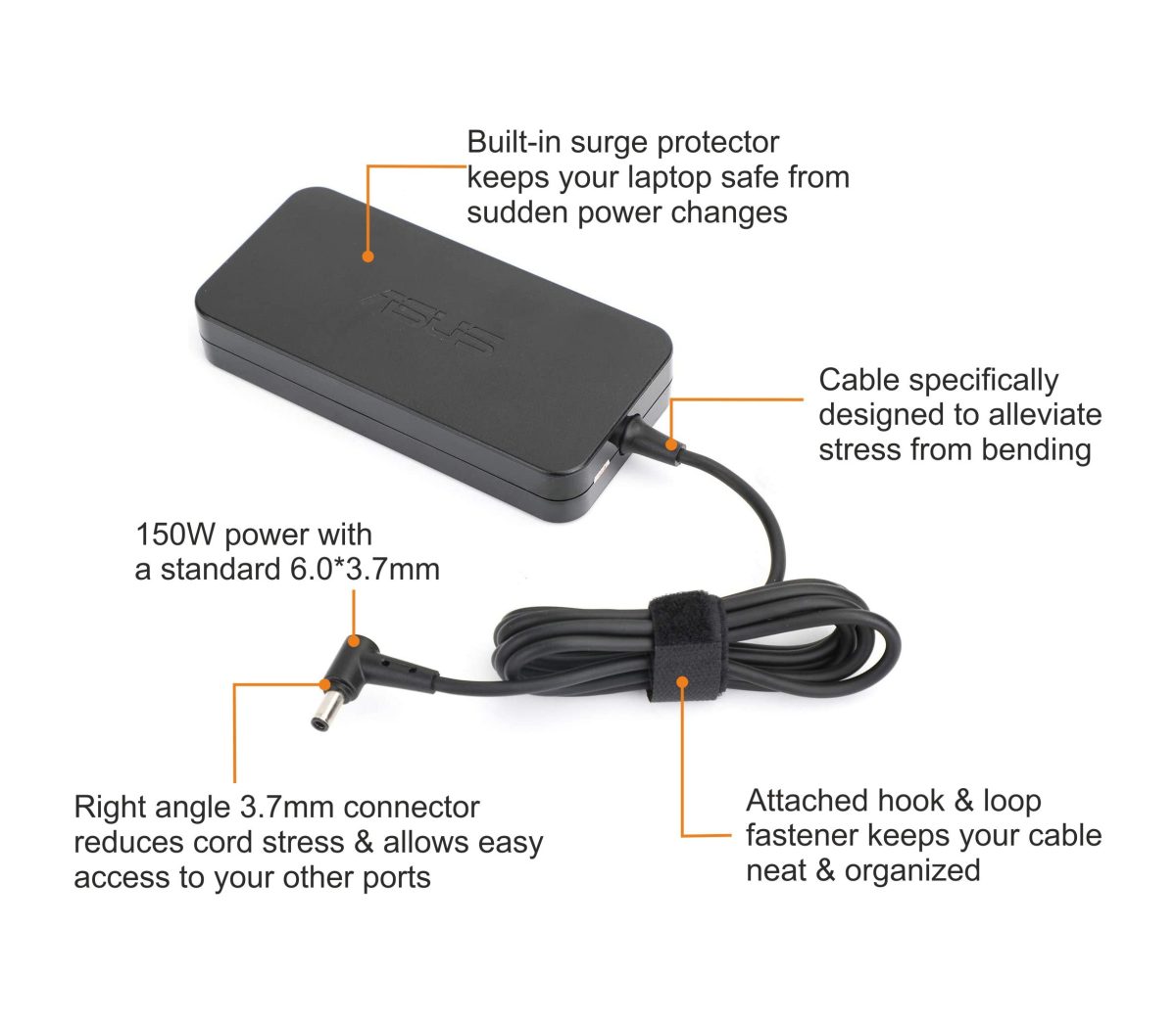 ASUS Laptop Charger 150W 20V 7.5A Original Adapter Model : Asus ROG F17-FX706HF (6.0 mm x 3.7 mm) (1 Yr Warranty) (Power Cord Included) - Image 6